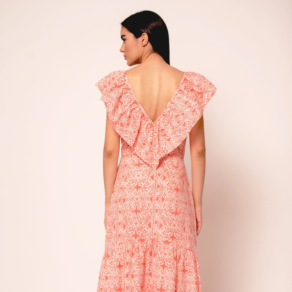 Beyond By Vera 1817 Ella Maxi Dress Basilica Peach Pondicherry Size XS READ - Picture 2 of 9